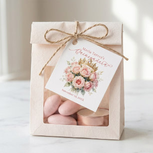 Aquarell-Rosa-Roségold-Tiara-Quinceañera Geschenkanhänger
