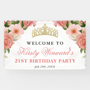 Aquarell Rosa Rosen Begrüßen Geburtstagsfeier Banner