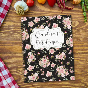 Aquarell-Rosa-Rosen-Blumen-Blumen-Oma-Rezept Notizbuch