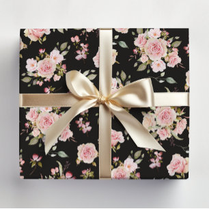 Aquarell-Rosa-Rosen-Blumen-Blumenmuster Geschenkpapier