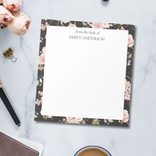 Aquarell-Rosa-Rosen-Blumen-Blumenmuster Notizblock