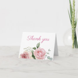 Aquarell-Rosa-Rosen-Dankeskarten Dankeskarte
