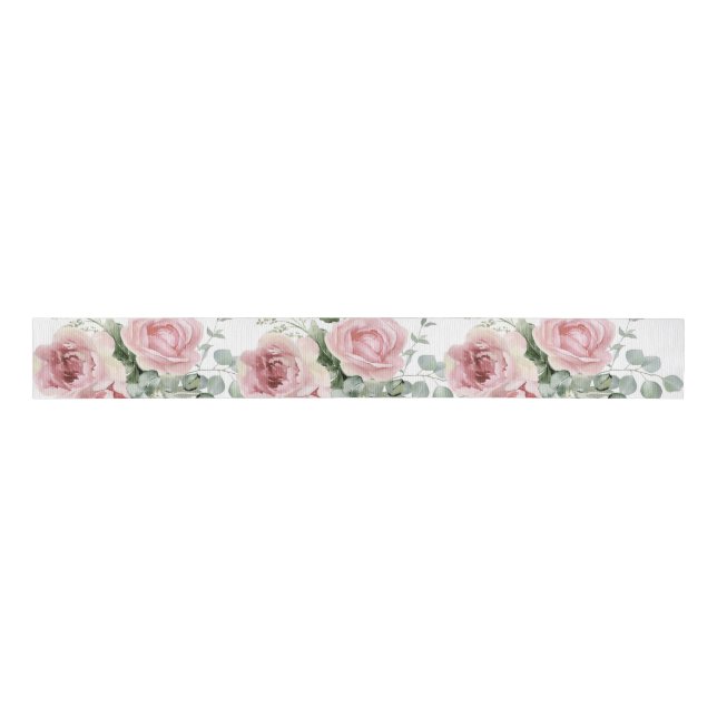 Aquarell-Rosa-Rosen-Decoupage  Ripsband (Vorderseite)