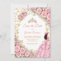 Aquarell-Rosa-Rosen Golden Quinceañera