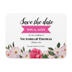 Aquarell-Rosa-Rosen-Hochzeit - Termin vormerken Magnet