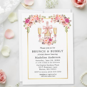 Aquarell-Rosa-Rosen-Schleife-Goldrahmen-Hochzeitsb Einladung