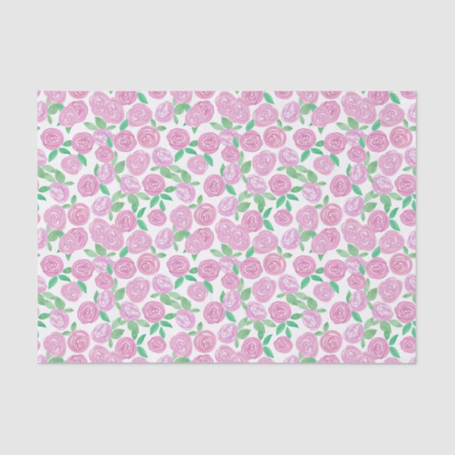 Aquarell, rosa Rosen Seidenpapier (Vorderseite)