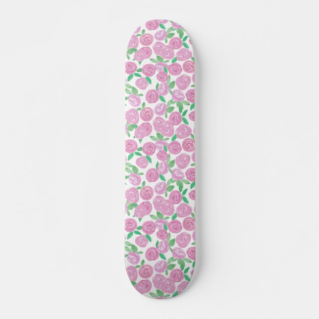 Aquarell, rosa Rosen Skateboard (Vorne)
