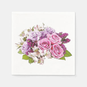 Aquarell-Rosa-Rosen-Sträußchen-Blumen-Vorlage Serviette