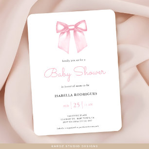 Aquarell Rosa Schleife Baby Shower Einladung