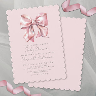 Aquarell Rosa Schleife Baby Shower Mädchen Einladung