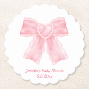 Aquarell rosa Schleife Mädchen Baby-Party einfach Untersetzer