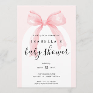 Aquarell-Rosa-Schleifen-Baby-Party Einladung