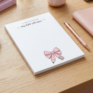 Aquarell rosa Schleifen Bleistift Notiz von der Le Notizblock