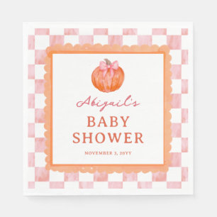 Aquarell-Rosa-Schleifen-Kürbis-Baby-Party Serviette