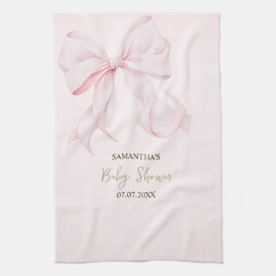 Aquarell Rosa Schleifen Punkte Babyparty Geschirrtuch