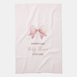 Aquarell Rosa Schleifen Punkte Babyparty Geschirrtuch