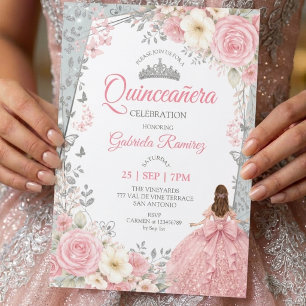 Aquarell-Rosa-Schmetterlinge Quinceañera  Einladung