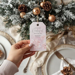 Aquarell Rosa Schnee 1. Geburtstag Weihnachten Geschenkanhänger