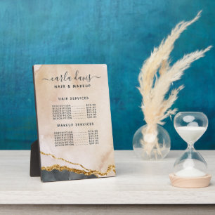 Aquarell-Rosa-Schwarz-Gold-Salon-Preismenuetafel Fotoplatte