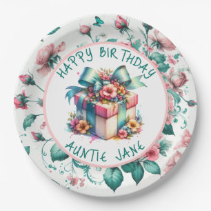 Aquarell Rosa Shabby Chic Personalisiert Pappteller