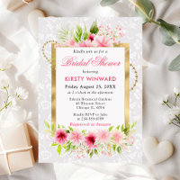 Aquarell Rosa Sommer Blume Gold Brautparty