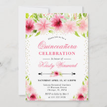 Aquarell Rosa Sommer Blume Quinceanera