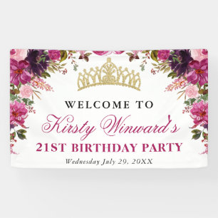Aquarell Rosa Sommerblumen Geburtstag Banner