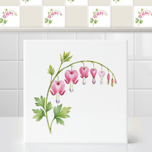 Aquarell Rosa Tränendes Herz Blumen Kunst Fliese