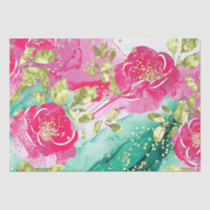 Aquarell Rosa Tropische Blumen Alkohol Tinte Seidenpapier