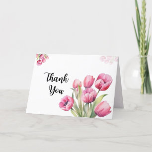 Aquarell rosa Tulpen gefaltete Dankeskarten Dankeskarte