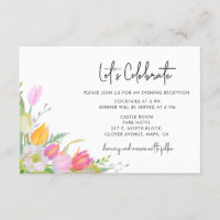 Aquarell-Rosa-Tulpen-Hochzeitsempfangskarte