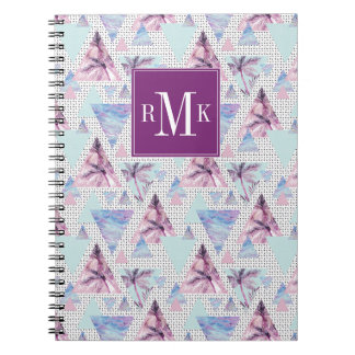 Aquarell-rosa u. blaues Palme-Muster Notizblock