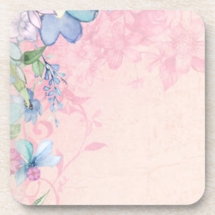 Aquarell-Rosa und Blaue Blüten-Wildblumen Untersetzer