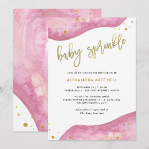 Aquarell-Rosa und GoldGeode Baby besprühen Einladung