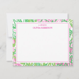 Aquarell rosa und grüne florale Korrespondenzartik Mitteilungskarte