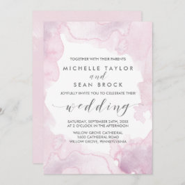 Aquarell | Rosa und Lila Hochzeit Einladung