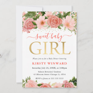 Aquarell-Rosa und Rote Rosen Baby Shower Einladung
