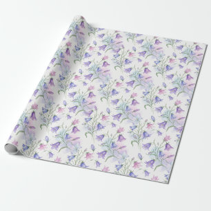 Aquarell rosa und violette Glockenblumen Geschenkpapier