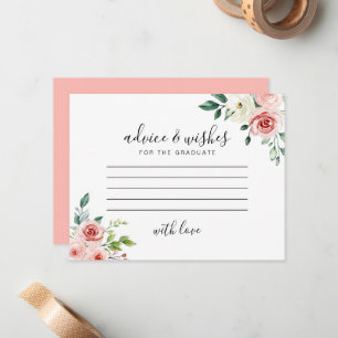 Aquarell-Rosa- und Weiß-Blumen-Abschluss-Beratung Mitteilungskarte