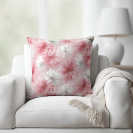 Aquarell-Rosa- und Weiß-Blumenmuster Kissen
