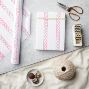 Aquarell-Rosa und Weiße Bambusstreifen Geschenkpapier