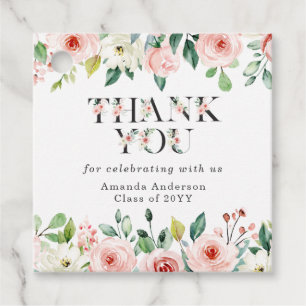 Aquarell Rosa Weiße Florale Abschluss Danke Geschenkanhänger
