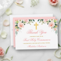 Aquarell Rosa Weiße Florale Gold Kommunion