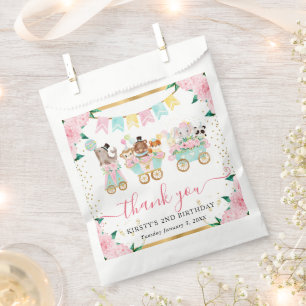 Aquarell Rosa Zirkustiere Floral Geburtstag Geschenktütchen