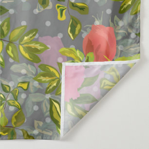 Aquarell rosafarbene Blumen botanisch floral retro Wandteppich