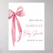 Aquarell-Rosafarbene Schleife Coquette Baby Shower