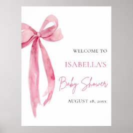 Aquarell-Rosafarbene Schleife Coquette Baby Shower Poster