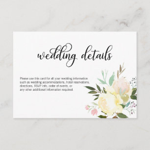 Aquarell-Rosé-Beige-Blumen-Hochzeitsdetails Einladung