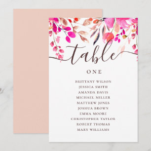 Aquarell-Rosé-Blumen-Hochzeits-Sitzplan Einladung